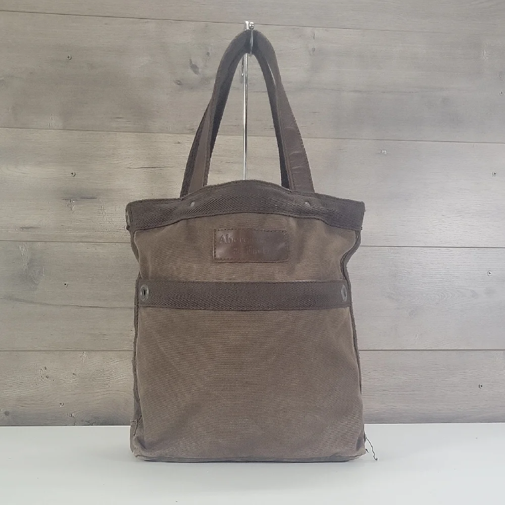 Abercrombie & Fitch Brown Canvas Leather Tote Bag for Men